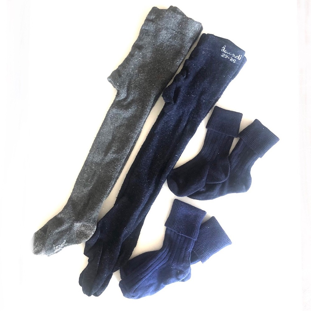 Bundle of 2 Jacadi Fuzzy Metallic Tights and Socks